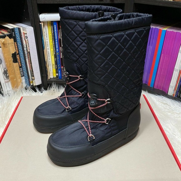 Hunter Original Quilted Snow Boots Black WFT2012WWR Moon Boots - Picture 2 of 8